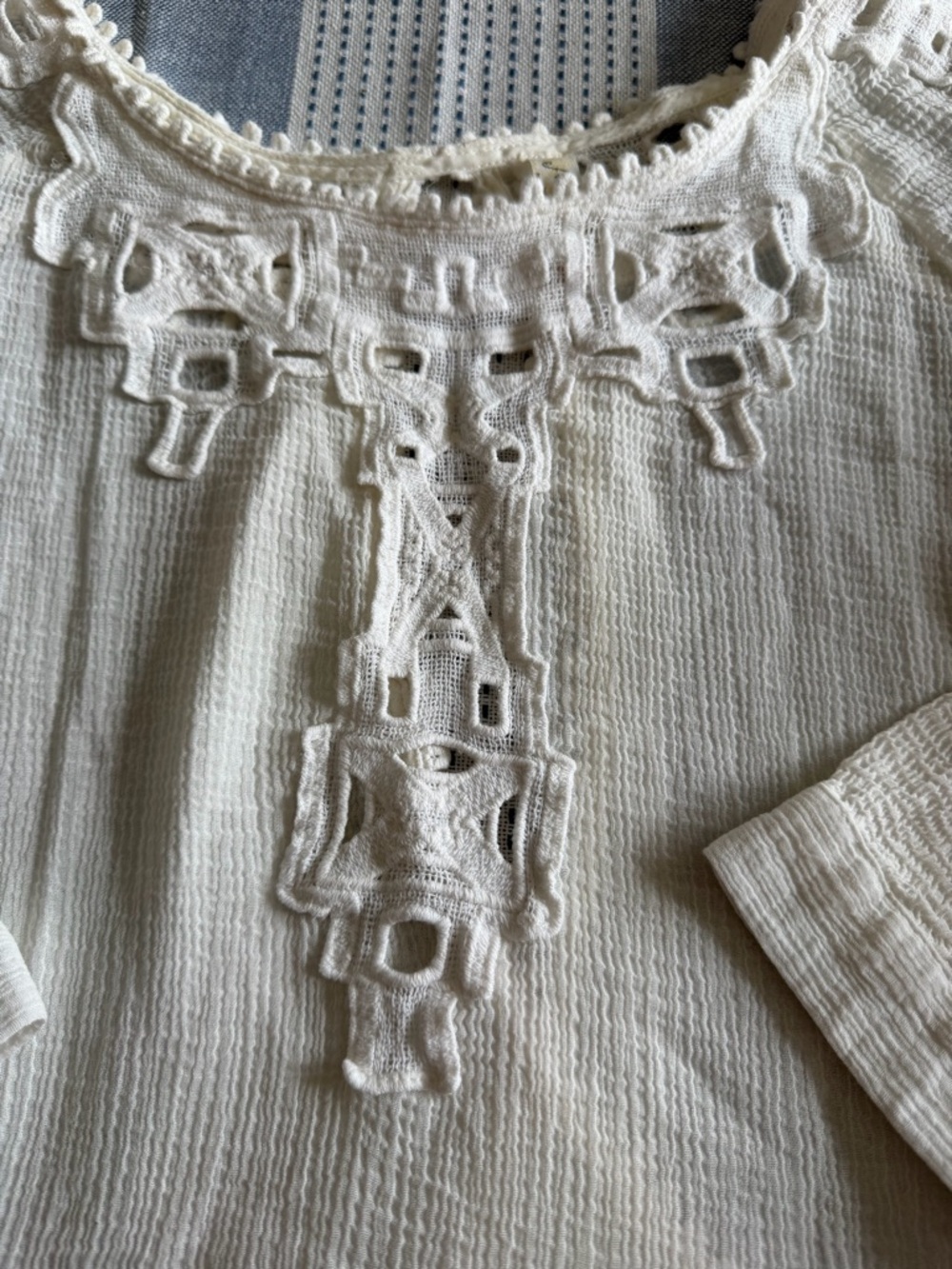 Free People Mini Dress with Eyelet Detail- Ivory - Picture 3 of 8